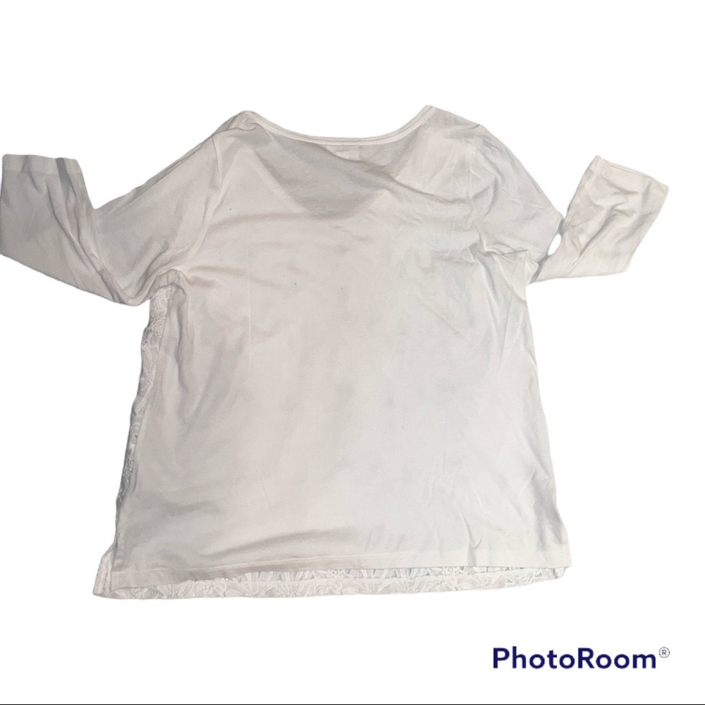 J Jill Top with flower lace detail in white. Size MP - Picture 16 of 16